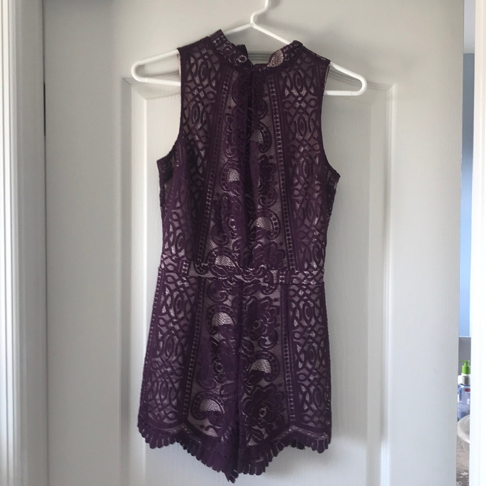 purple lace romper